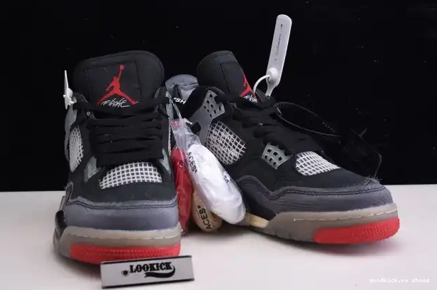 Cheap White Off Jordan 4 x Bred Air CV9388-001 Retro 0327